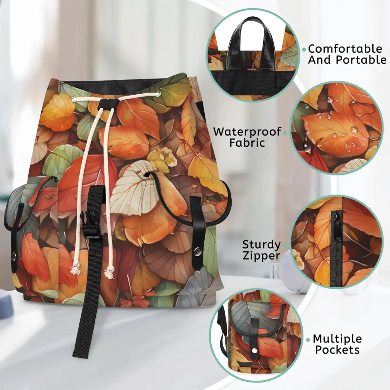 Honeybaby Vintage Waterproof Laptop Backpack for Men/Women Travel Essentials Backpack Expandable Carry On Bag with Anti-Theft Compartment Fits 15" Notebook Falling Leaves