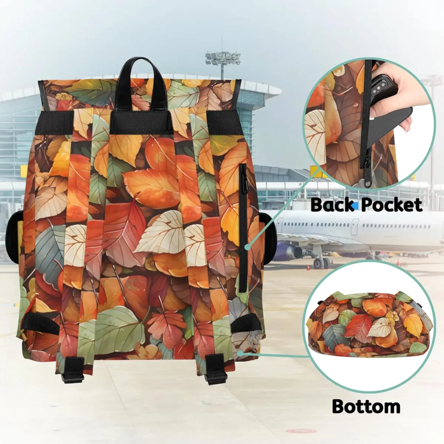 Honeybaby Vintage Waterproof Laptop Backpack for Men/Women Travel Essentials Backpack Expandable Carry On Bag with Anti-Theft Compartment Fits 15" Notebook Falling Leaves