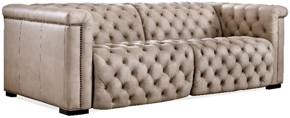 Hooker Furniture Savion 2 Over 2 Sofa with Power Recline & Power Headrest in Beige Leather