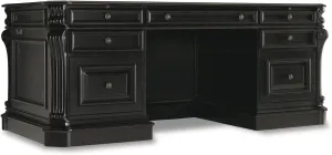 Hooker Furniture Telluride 76" Executive Wood Desk with Leather Top in Black