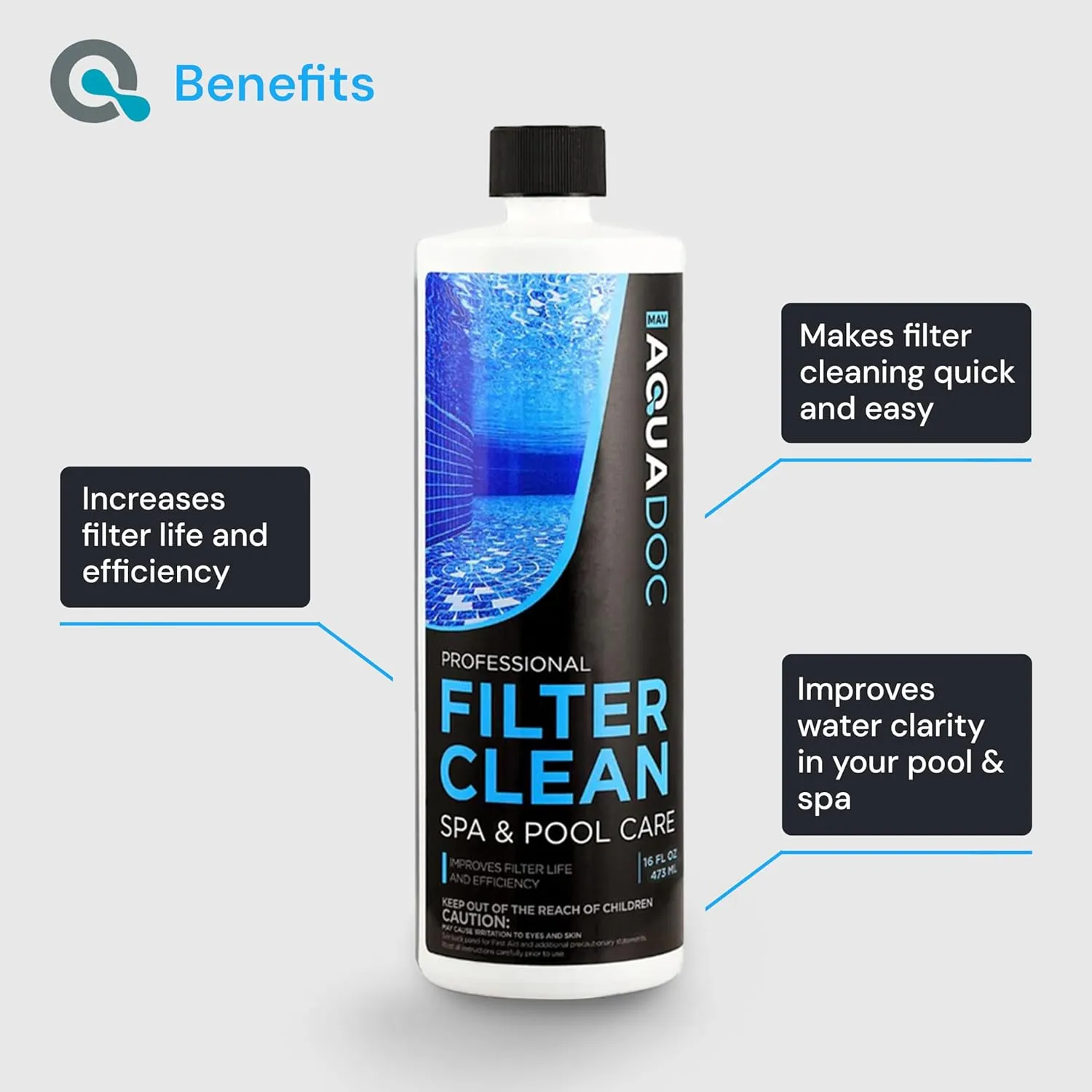 Hot Tub Filter Cleaner Soak, Pool Filter Cleaner & Pool Cartridge Cleaner - Spa Filter Cleaner Soak & Spa Filter Cleaning Solution for HotTub Cartridges. Easy to Use Filter Degreaser - AquaDoc PT