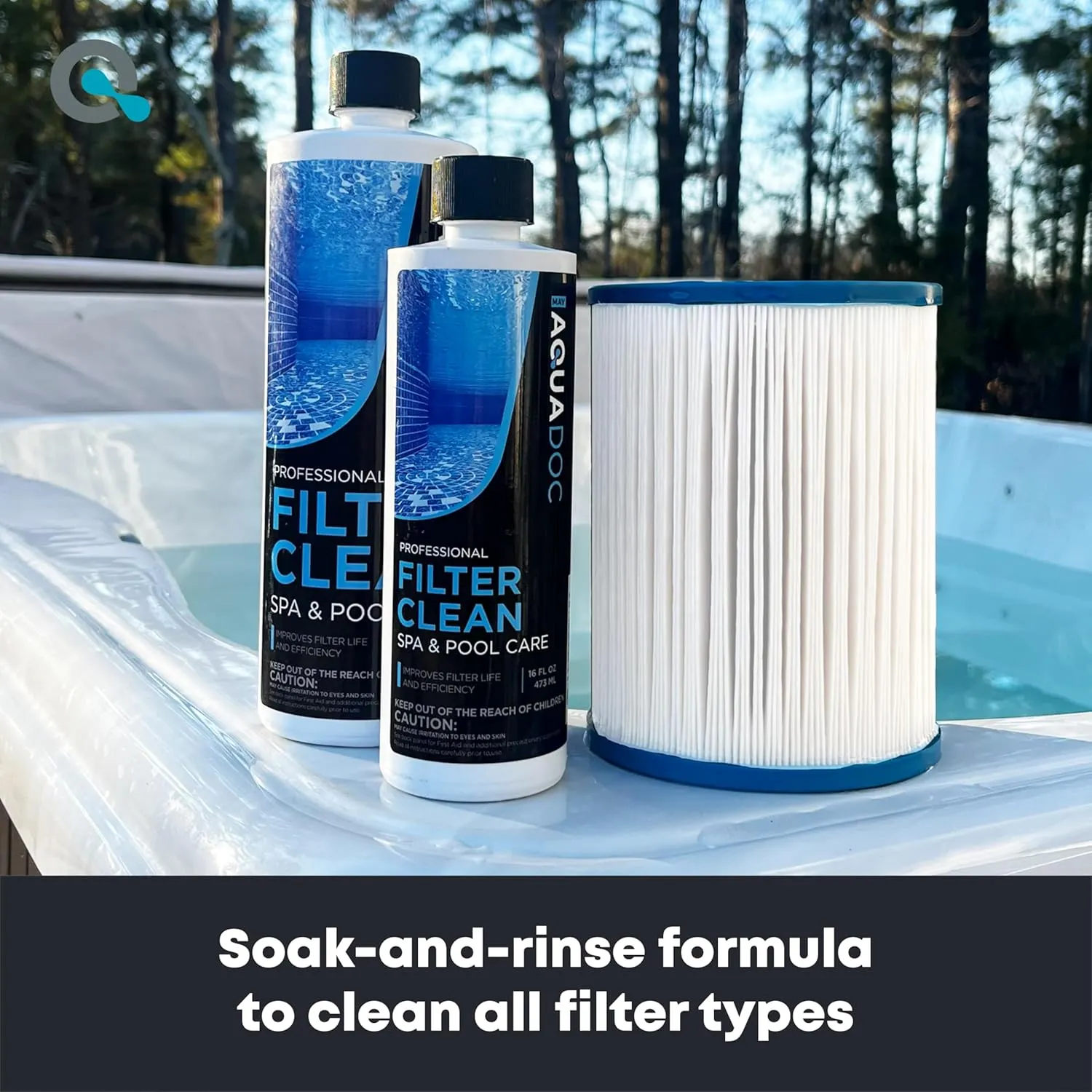 Hot Tub Filter Cleaner Soak, Pool Filter Cleaner & Pool Cartridge Cleaner - Spa Filter Cleaner Soak & Spa Filter Cleaning Solution for HotTub Cartridges. Easy to Use Filter Degreaser - AquaDoc PT
