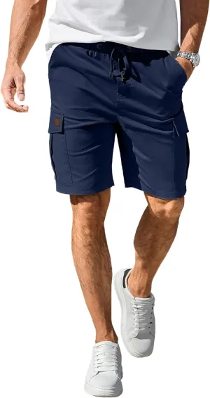 HOTake Men's Casual Cargo Jogger Shorts Drawstring Elastic Waist Summer Beach Shorts Athletic Stretch Short with 6 Pockets