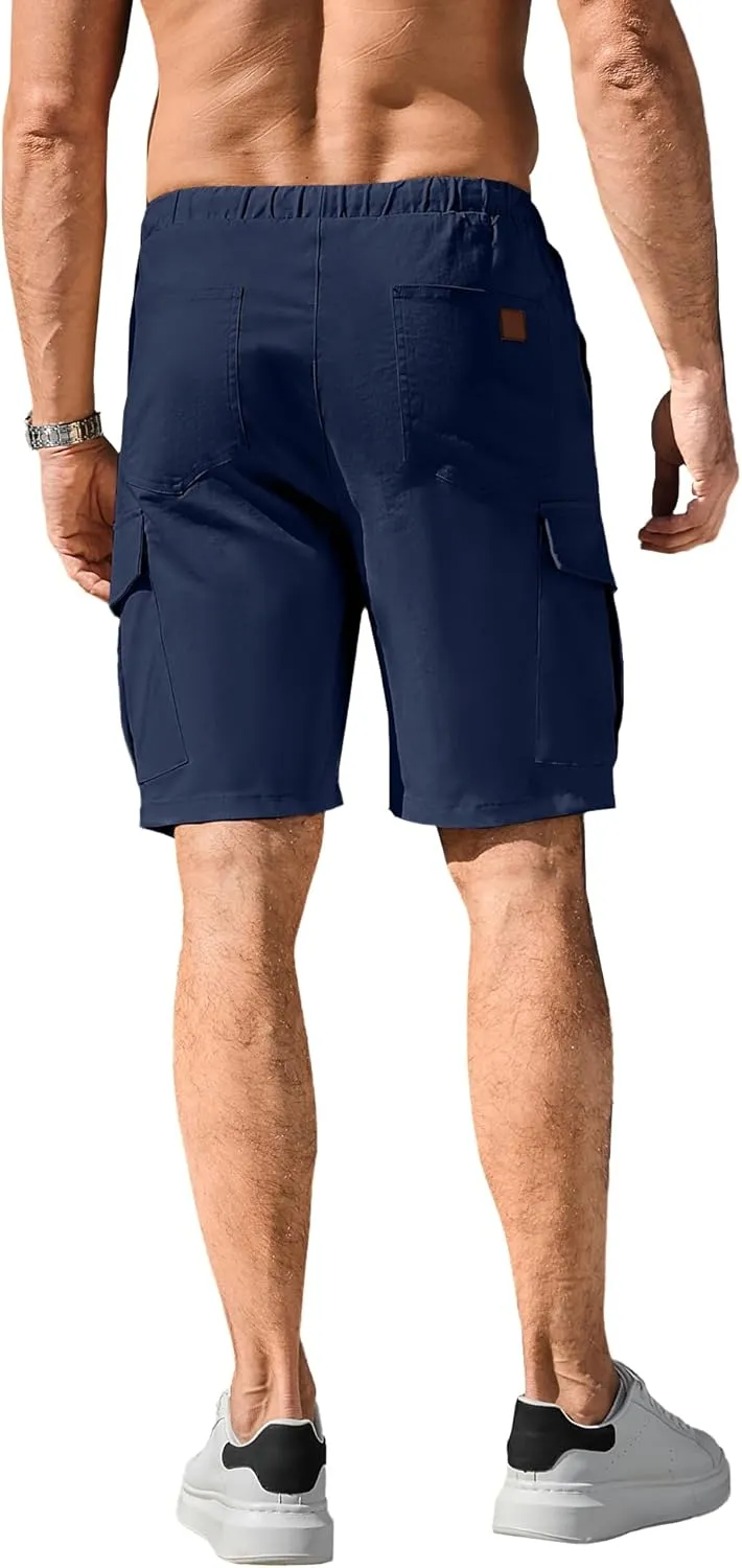 HOTake Men's Casual Cargo Jogger Shorts Drawstring Elastic Waist Summer Beach Shorts Athletic Stretch Short with 6 Pockets