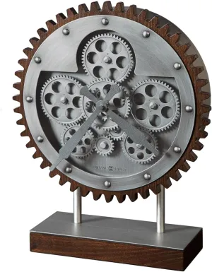 Howard Miller Hamish Accent Clock – Industrial Mantel Clock with Vintage Gear & Metal Wood Design Quartz Movement Home Decor Office Decor & Unique Timepiece Collectible Accent Piece