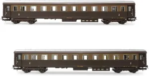 Hr4367 Fs, Pack of 2 Pieces Bz 33010 Type 1946 2nd Class, One with Ristoro Divider, Castano Colors, Isabella, Iiib, Wagon Rolling stock