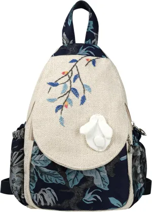 HUANGGUOSHU Bohemian Hand Knit Mini Backpack for Women - Original Creation with Three-Dimensional Decoration, Multi-Pocket Design, Ideal Gift for Mother's Day, Birthdays, and Bat Mitzvahs-Rabbit