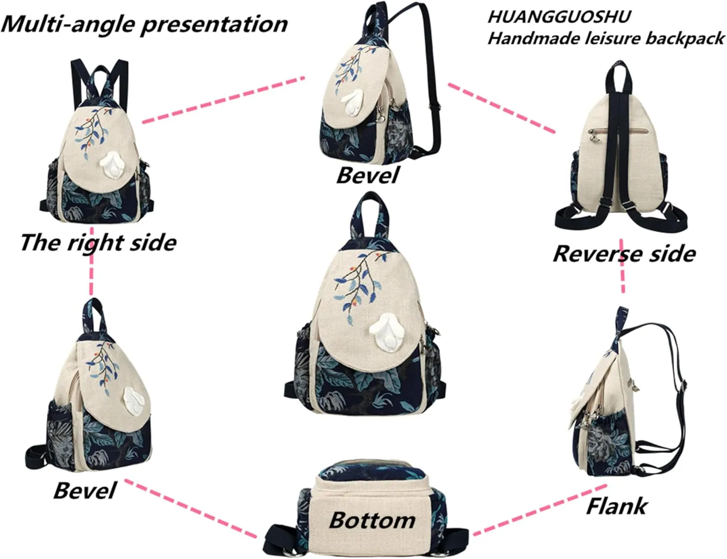 HUANGGUOSHU Bohemian Hand Knit Mini Backpack for Women - Original Creation with Three-Dimensional Decoration, Multi-Pocket Design, Ideal Gift for Mother's Day, Birthdays, and Bat Mitzvahs-Rabbit