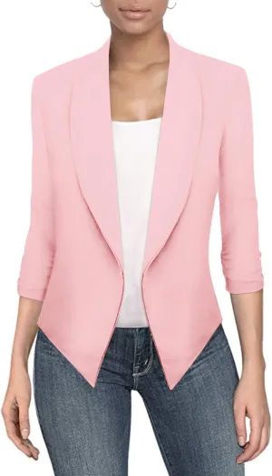 Hybrid & Company Versatile and Modern Women's Nylon Ponte De Roma Open Blazer Jacket