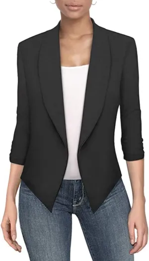 Hybrid & Company Versatile and Modern Women's Nylon Ponte De Roma Open Blazer Jacket