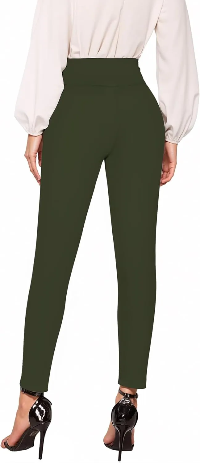 Hybrid & Company Women Stretch Skinny Dress Pants Nylon Ponte Pull On Office Leggings Trousers
