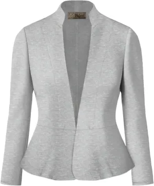 Hybrid & Company Women's Casual Work Office Elegant Open Front Premium Nylon Blazer Jacket