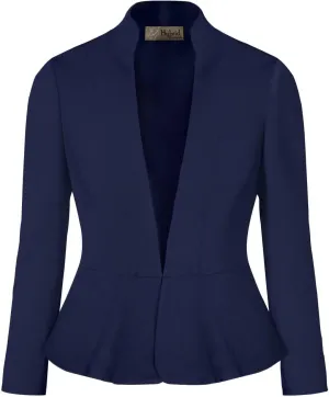 Hybrid & Company Women's Casual Work Office Elegant Open Front Premium Nylon Blazer Jacket