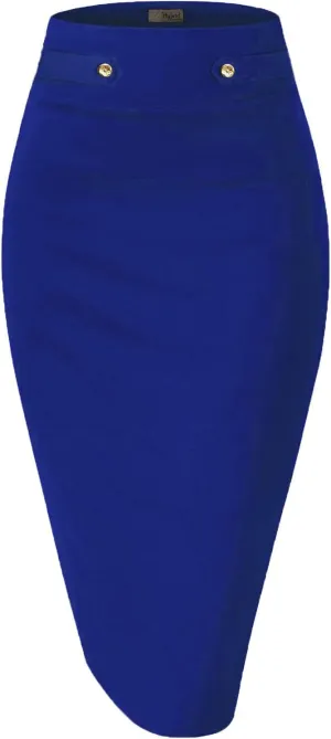 Hybrid & Company Womens Pencil Skirt Premium Nylon Ponte Stretch Office Made in The USA Below Knee