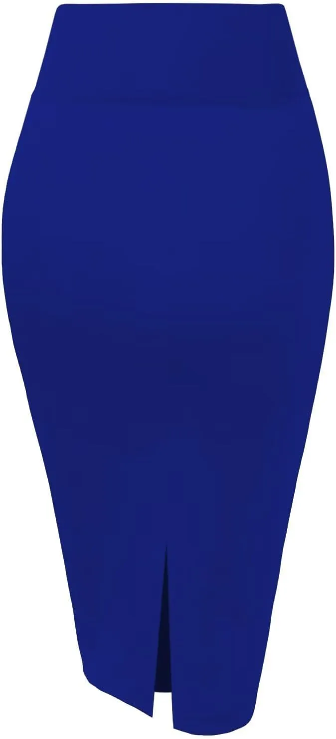Hybrid & Company Womens Pencil Skirt Premium Nylon Ponte Stretch Office Made in The USA Below Knee