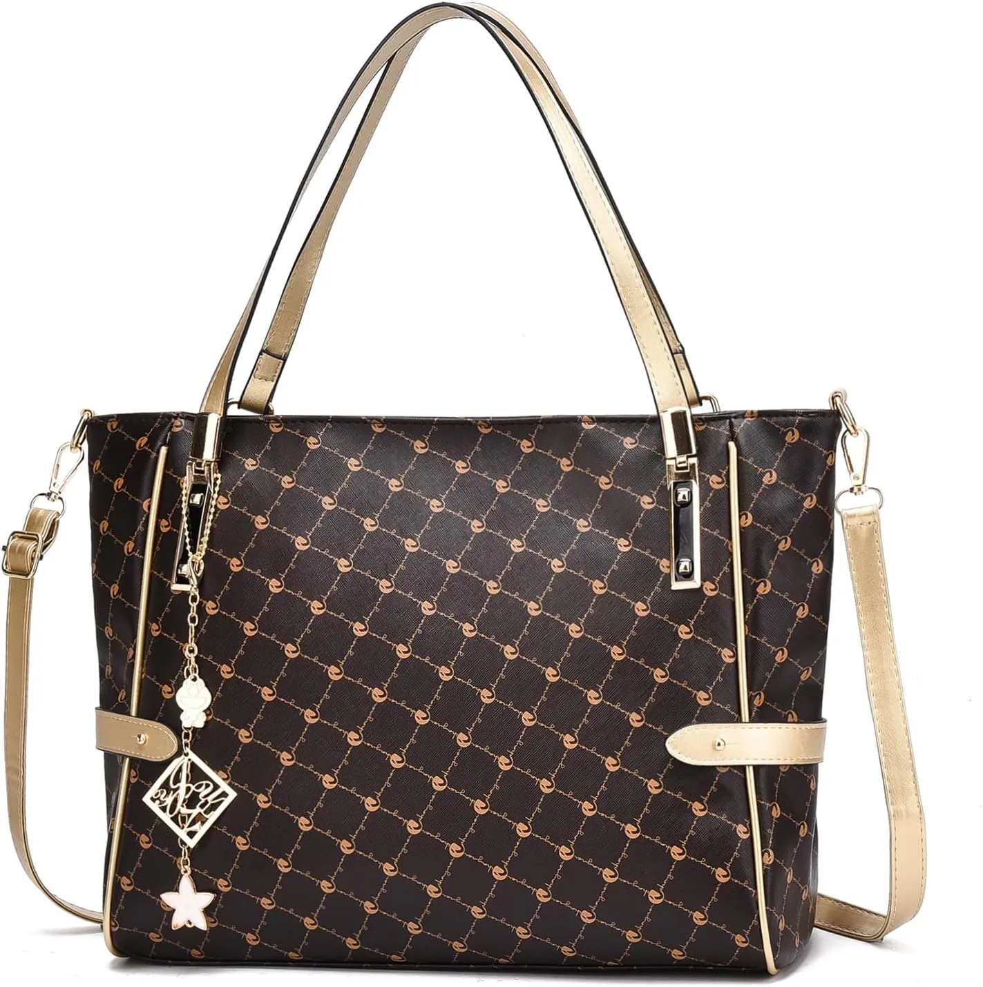 I IHAYNER Vegan Leather Tote Bag Large Handbags for Women Tote Bag Designer Bags with Compartment for Travel Work