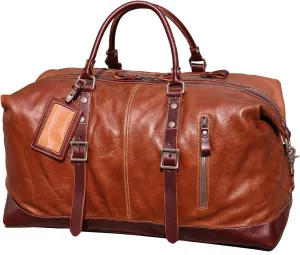 IBLUE Vintage Travel Duffel Bag Genuine Full Grain Leather Weekender Bag Gym Handbag