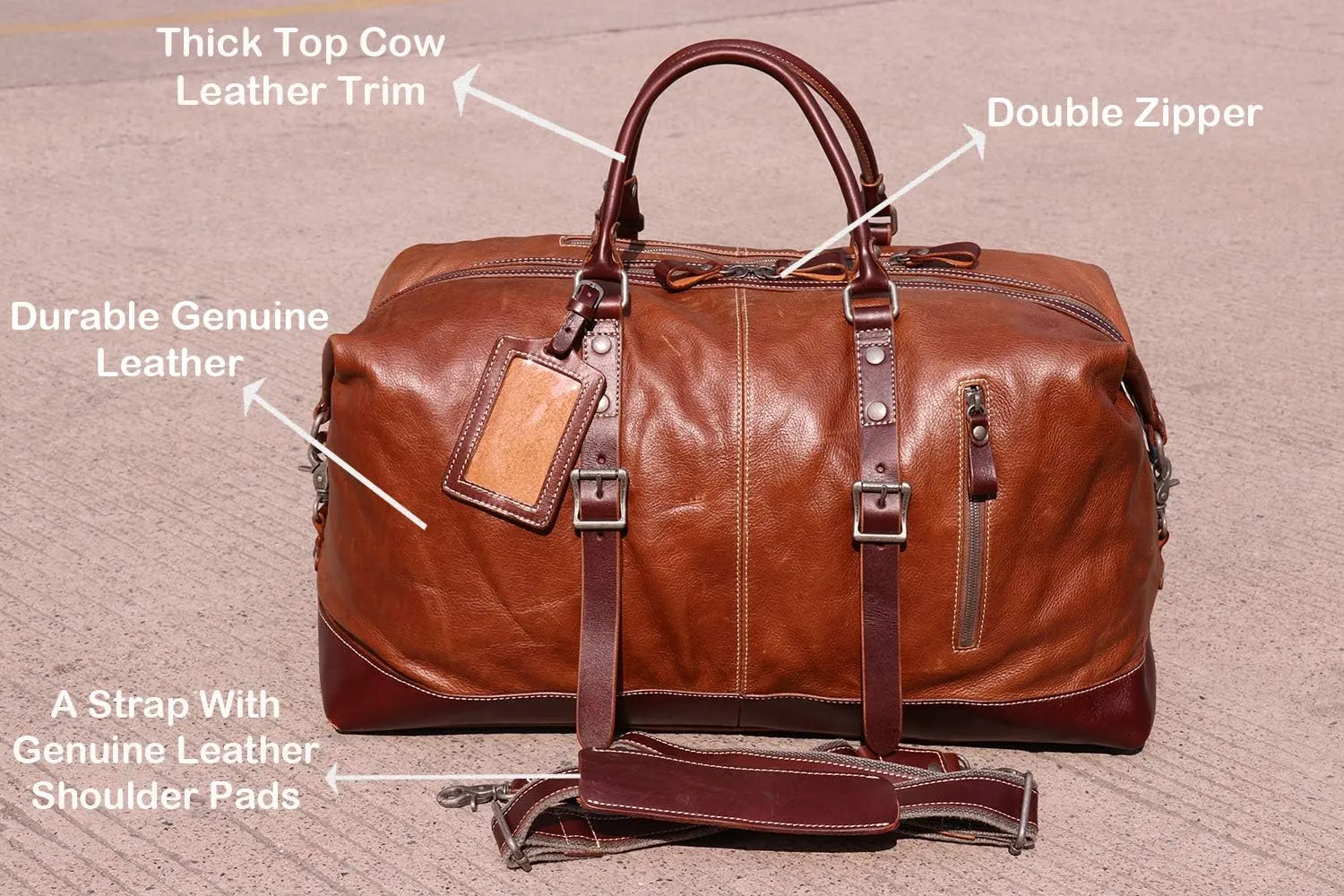 IBLUE Vintage Travel Duffel Bag Genuine Full Grain Leather Weekender Bag Gym Handbag