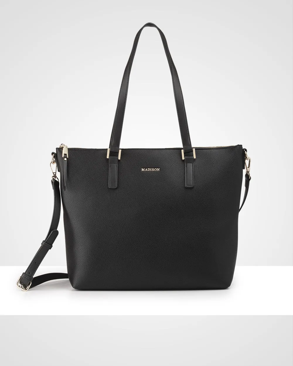 Inga Large Zip Top Tote Bag With Laptop Pocket   Monogram Stripe Bag Strap