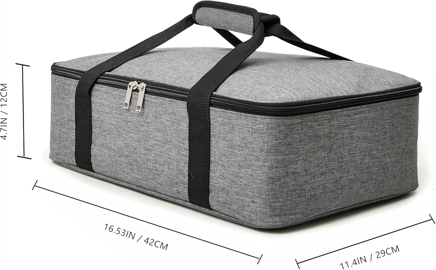 Insulated Casserole Carrier Fit 9"x13" Lasagna Baking Dish Pan for Hot or Cold Food Transport,Portable Reusable Lunch Warmer Tote Bag for Gathering,Camping/Office,Cookouts,Potluck Parties-Gray