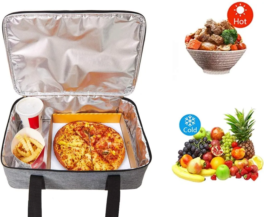 Insulated Casserole Carrier Fit 9"x13" Lasagna Baking Dish Pan for Hot or Cold Food Transport,Portable Reusable Lunch Warmer Tote Bag for Gathering,Camping/Office,Cookouts,Potluck Parties-Gray
