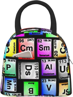 Insulated Lunch Bag Tote Colored-Periodic-Table-Elements-Repeating Reusable Lunch Box Container For Work,Office,Travel
