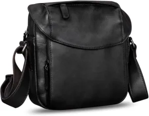 IVTG Genuine Leather Messenger Bag for Men Crossbody Shoulder Bag Satchel Casual Sling Daypack Work Business Daily Purse