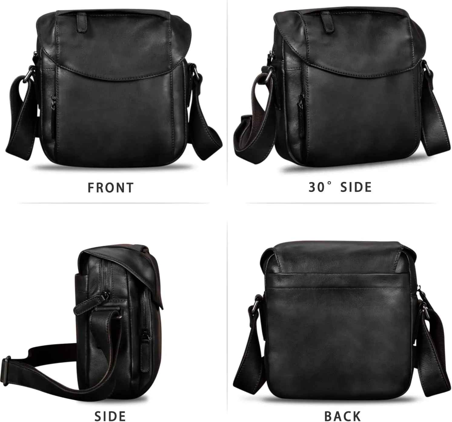 IVTG Genuine Leather Messenger Bag for Men Crossbody Shoulder Bag Satchel Casual Sling Daypack Work Business Daily Purse