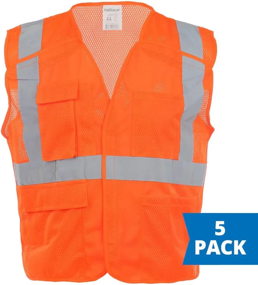 J. J. Keller & Associates, Inc. High Visibility Breakaway Safety Vest, Type R Class 2, 5-Pack, SAFEGEAR