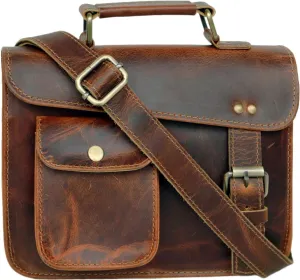 jaald small Leather messenger bag shoulder bag cross body vintage messenger bag for women & men satchel (7 x 9)