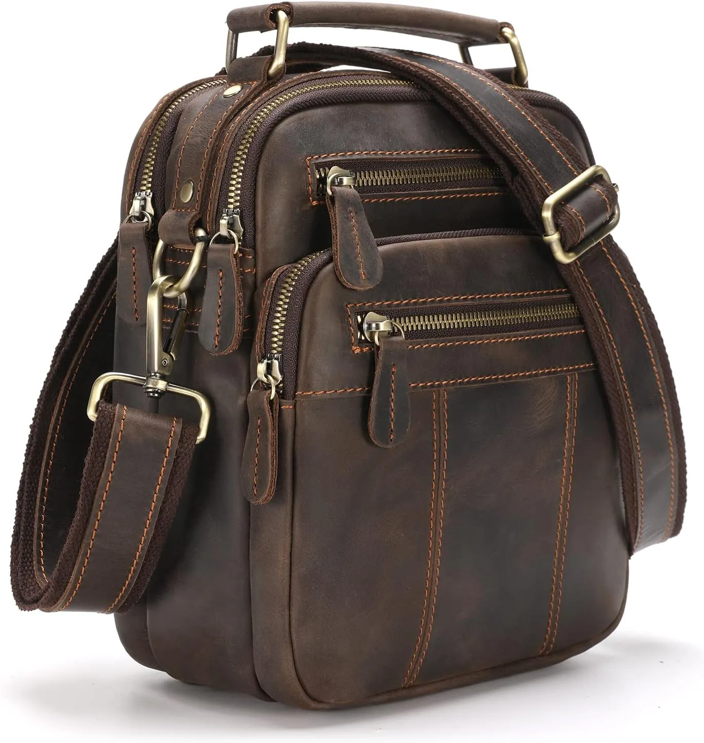 Jack&Chris Leather Man Purse Shoulder Bag,Small Mens Crossbody Messenger Bags for Work,Men Satchel Handbag…