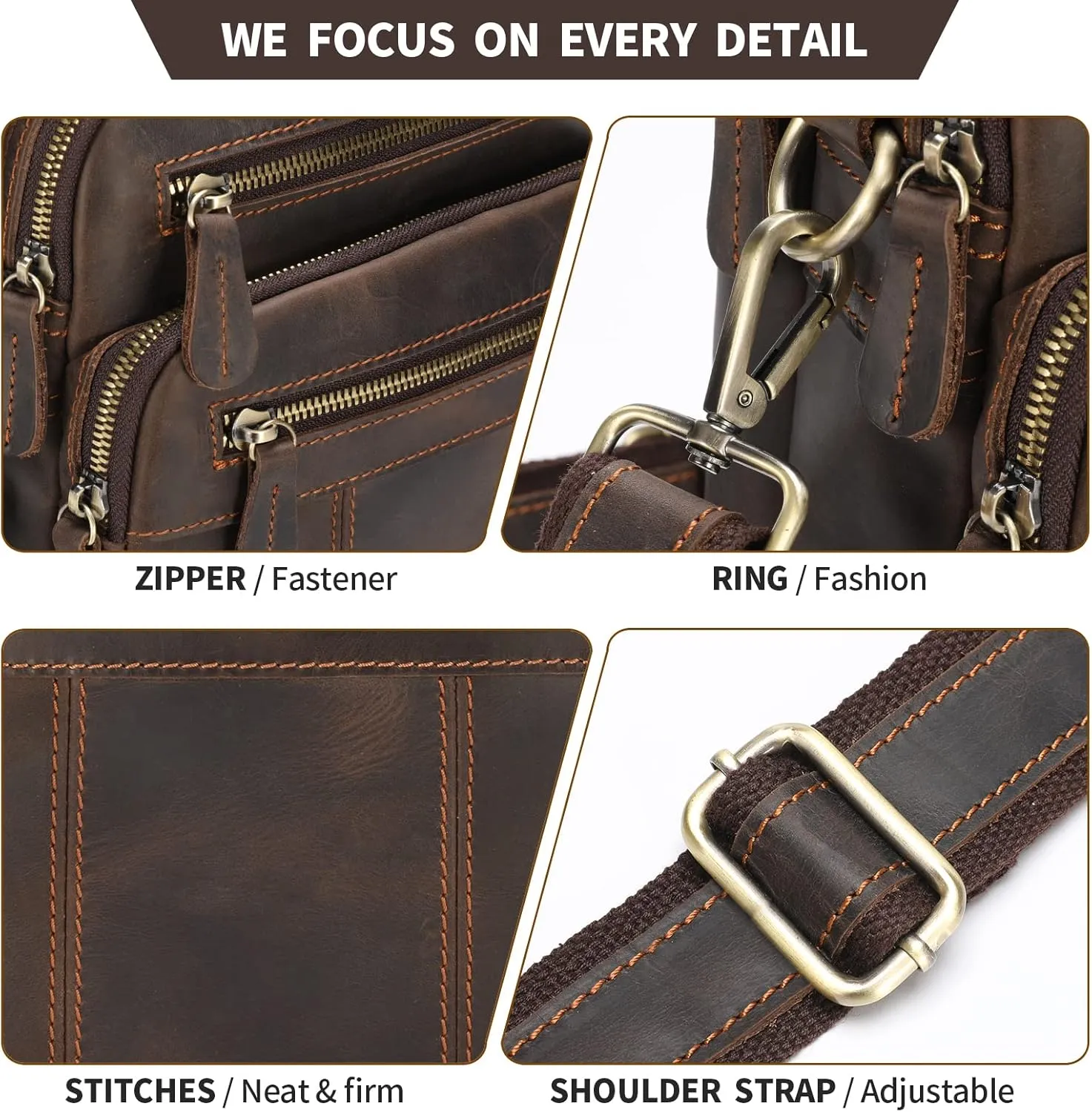 Jack&Chris Leather Man Purse Shoulder Bag,Small Mens Crossbody Messenger Bags for Work,Men Satchel Handbag…