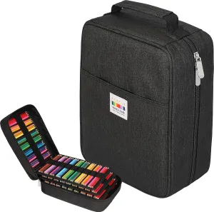 JAKAGO 274 Slots Colored Pencil Case Large Capacity Pen Holder for Artist Painter Zipper Organizer Bag for Marker Highlighter Storage Case for Office Sketch Travel Supplies(Black)