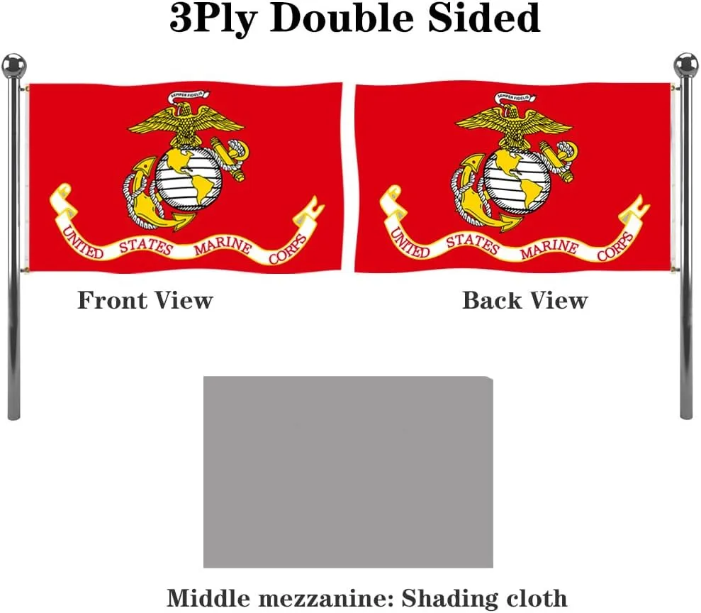 Jayus Embroidered US Marine Corps Military Flags 3x5 FT Outdoor - 340D Heavy Duty Nylon Double Sided Marine Corps Flag Banner with 2 Grommets