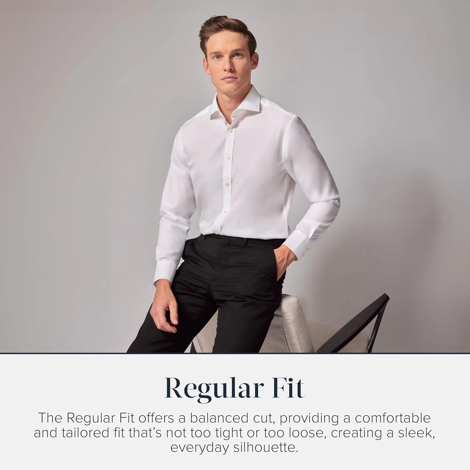 Jermyn Street Collection by Hawes and Curtis- Men's White Dress Shirt – 100% Poplin Cotton, Regular Fit, Long Sleeve