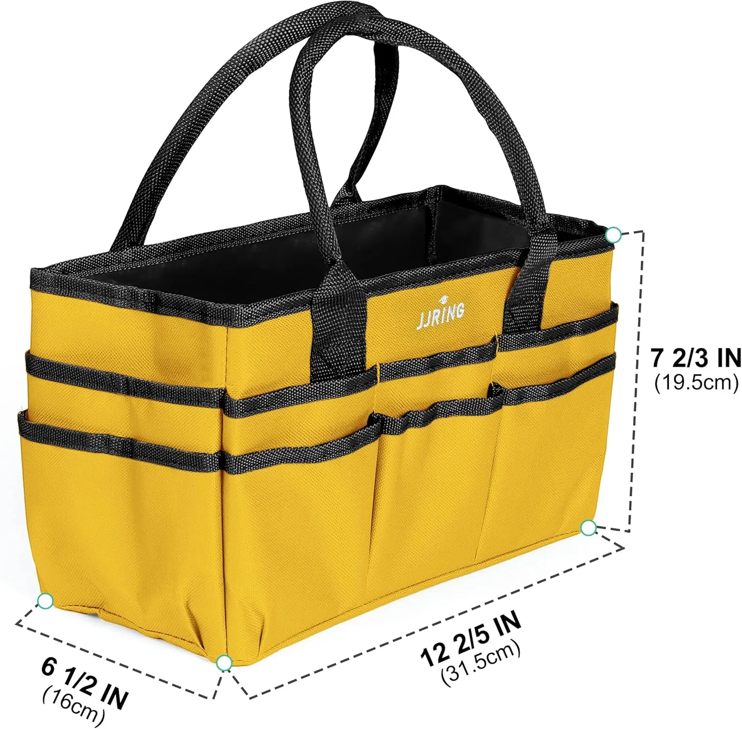 JJRING Craft and Art Tote - 600D Yellow Nylon Fabric Art Sewing Organizer Bag with Pockets - for Craft, Scrapbooking, Medical, and Office Supplies Storage
