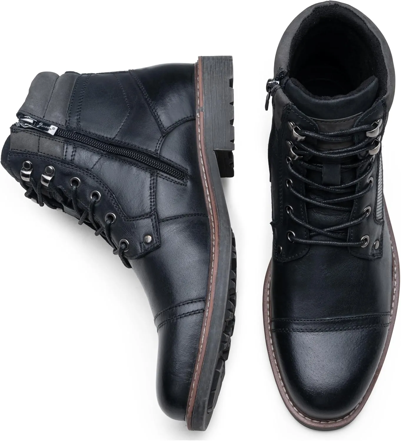 Jousen Mens Boots Leahter Retro Dress Boot Cap Toe Casual Motorcycle