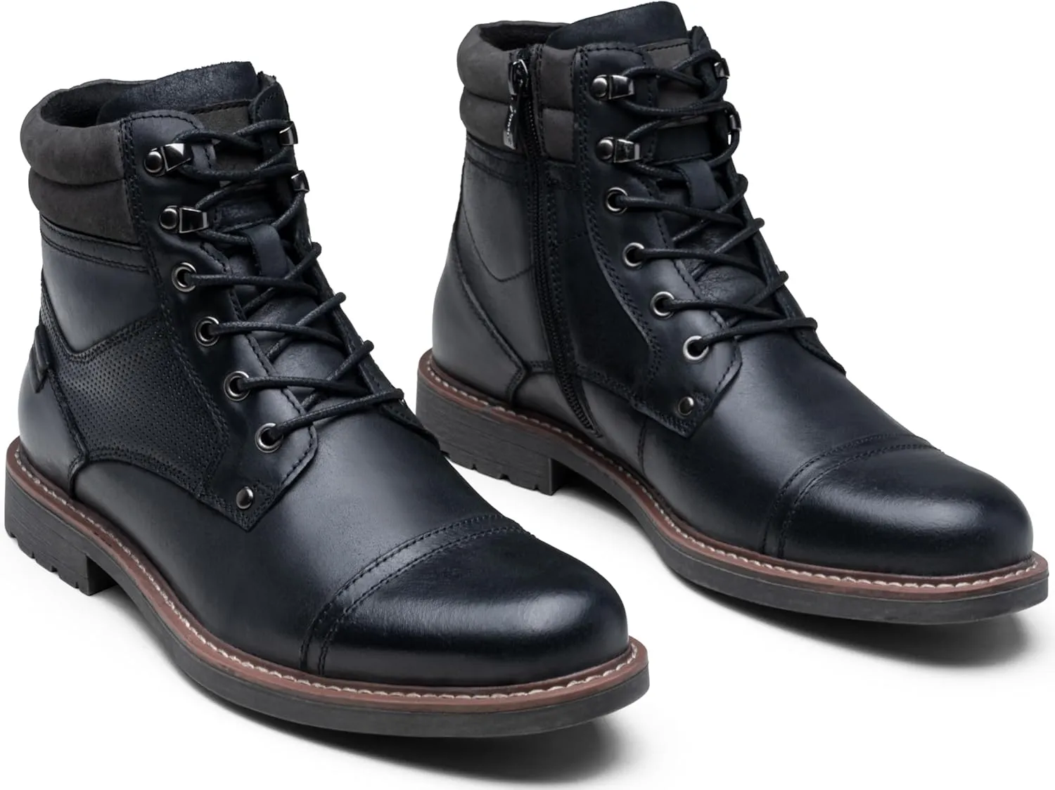 Jousen Mens Boots Leahter Retro Dress Boot Cap Toe Casual Motorcycle
