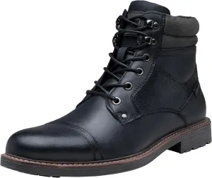 Jousen Mens Boots Leahter Retro Dress Boot Cap Toe Casual Motorcycle