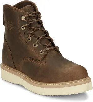 Justin Boot Company (WSL Men`s Justin Maxwell Peanut Tan 6In Soft Toe Work Boot