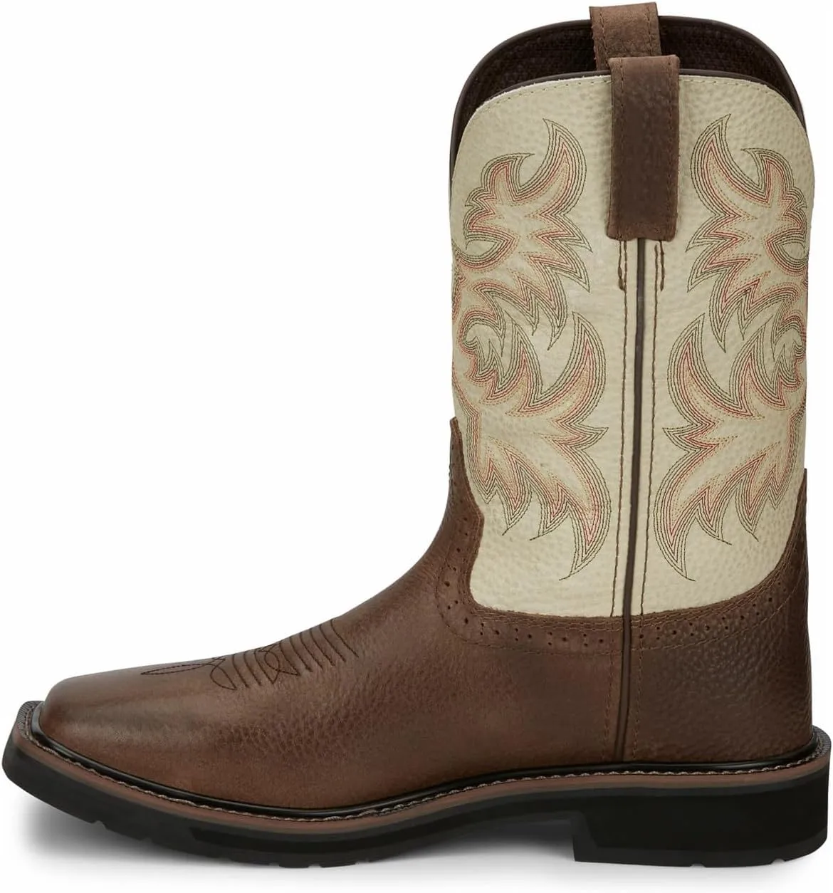 Justin Driller 11" Square Steel Toe Men's Boot, Durable Leather, Slip-Resistant, Comfort Cushioned Insole for Work Safety
