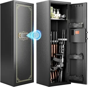 KAER 10-12 Biometric Gun Safe for Home Rifles and Pistols, Quick Access Fingerprint Gun Cabinet for Rifles and Shotguns, Rifle Safes,Gun Locker with Removable Shelf & Gun Rack (Assembly Required)