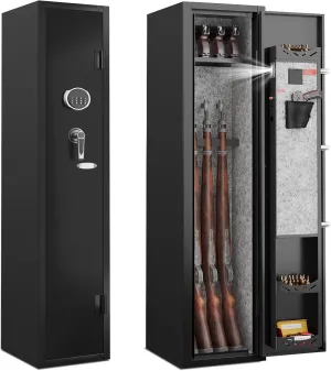 KAER 2-3 Gun Safe,Rifle Safe,Gun Safe for Rifles and Pistols,Gun Cabinet for Shotguns,Long Gun Cabinet for Shotguns with Removable Storage Shelf,LED Light,Quick Access Rifle Safes,Adjustable Shelves