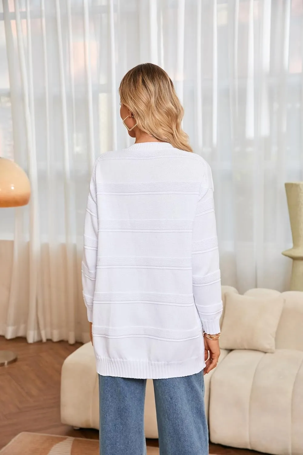 Kate Kasin Women's Cardigans Long Sleeve Open Front Knitted Button Down Casual Lightweight Cardigan Sweaters S-XXL