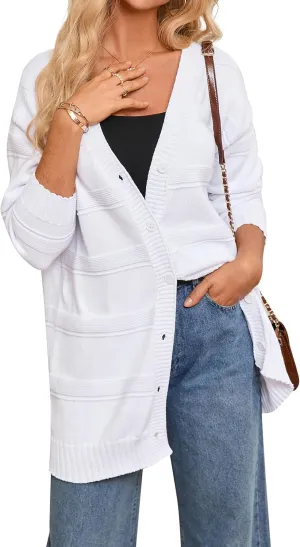 Kate Kasin Women's Cardigans Long Sleeve Open Front Knitted Button Down Casual Lightweight Cardigan Sweaters S-XXL