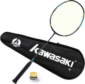 Kawasaki Badminton Racket Professional Graphite Badminton Set Lightweight High Tension Racquet for Attack & Defense-Passion P22 with Carrying Bag & Hand Grip (Get Strung)