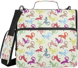 Kcldeci Cartoon Chameleon Green Lizard Zipper Binder，500 Sheet Trapper Keeper Organizer 1.5inch 3 Ring Binder Bag with Shoulder Strap Expanding File Folder for School and Office