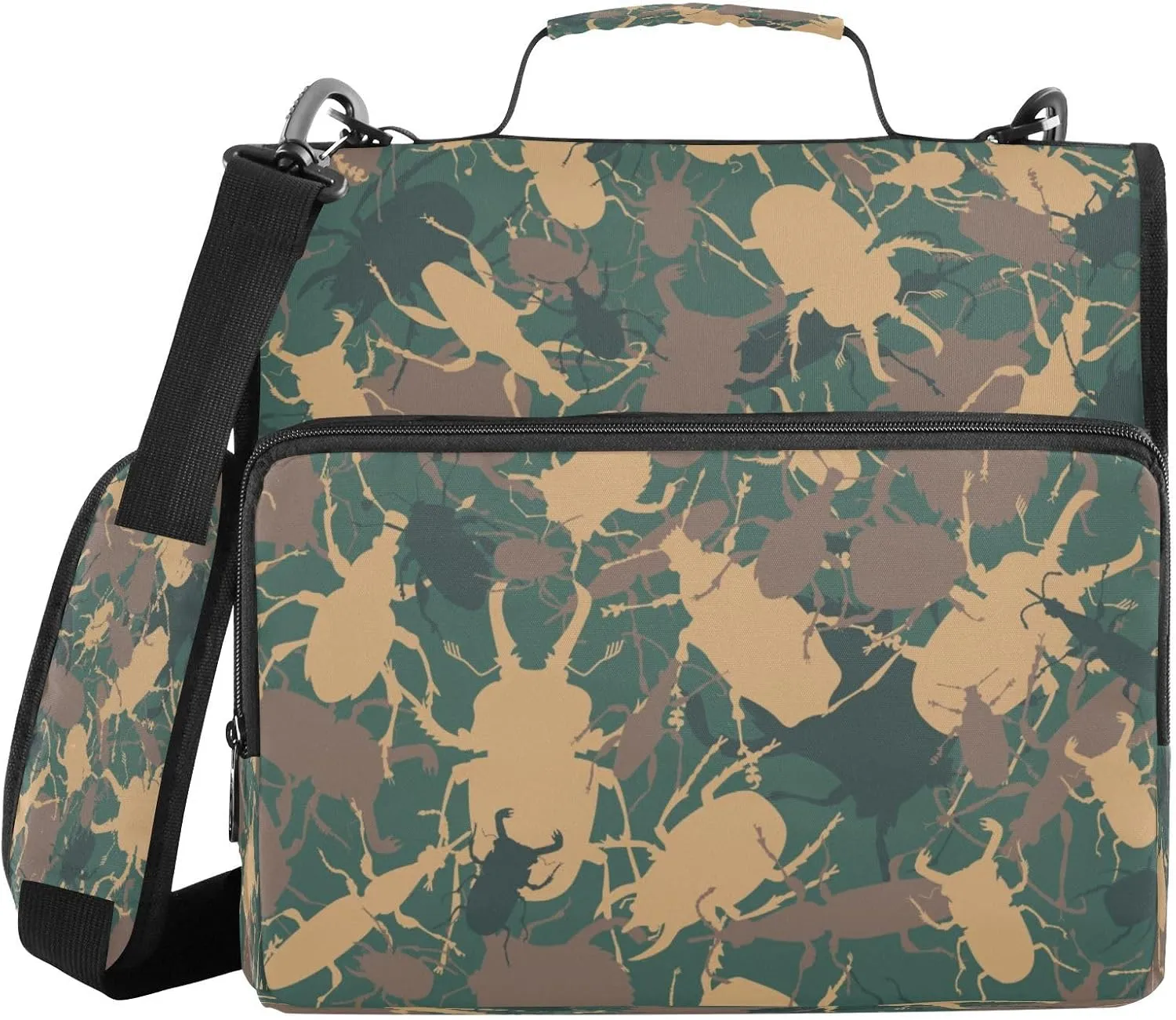 Kcldeci Various Bugs and Beetles 3 Ring Binder with Zipper,500 Sheet Trapper Keeper Organizer 1.5inch Binder Bag with Shoulder Strap Documents Storage for School and Office