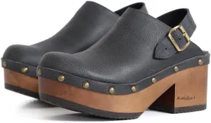 Kebba - Stella - Handmade Platform Clogs with Genuine Leather and Adjustable Buckle, Crafted for Comfort and Style