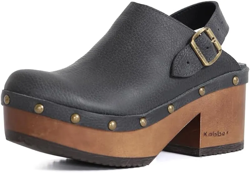 Kebba - Stella - Handmade Platform Clogs with Genuine Leather and Adjustable Buckle, Crafted for Comfort and Style